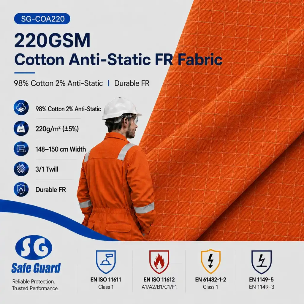 98% cotton 2% Anti-Static FR fabric For Workwear